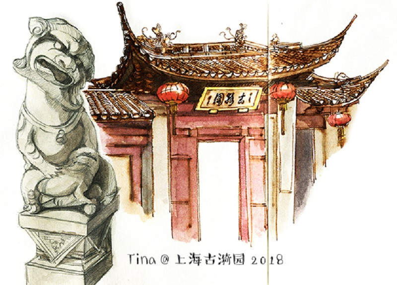 tina原创手绘游记《走,跟我一起去逛古漪园!》